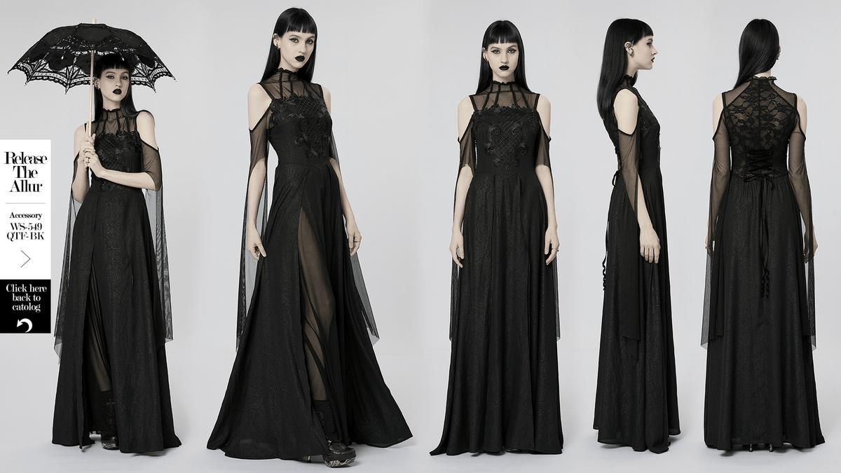 Elegant Black Lace Off the Shoulder Long Party Dress - image 16