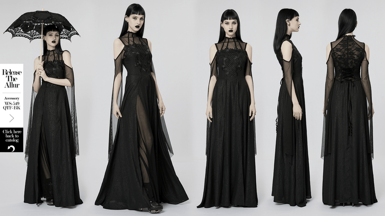 Elegant Black Lace Off the Shoulder Long Party Dress - image 16