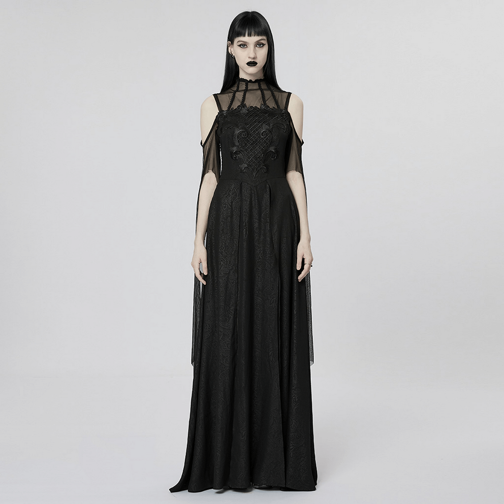 Elegant Black Lace Off the Shoulder Long Party Dress - image 14
