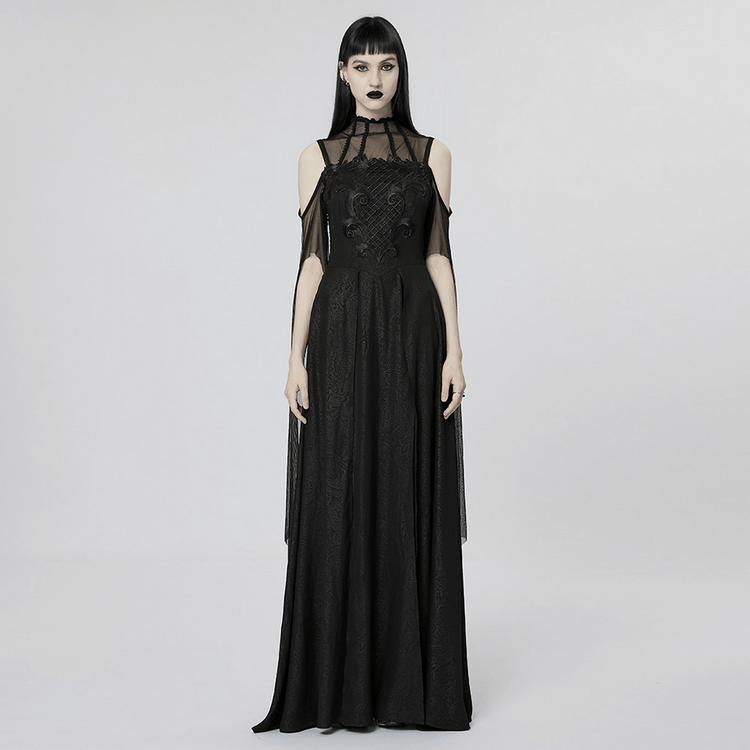 Elegant Black Lace Off the Shoulder Long Party Dress - image 14