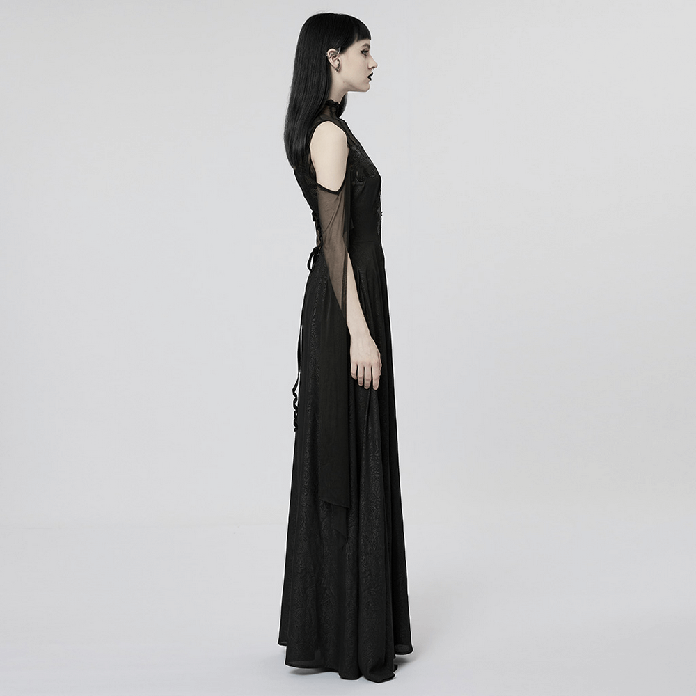 Elegant Black Lace Off the Shoulder Long Party Dress - image 15