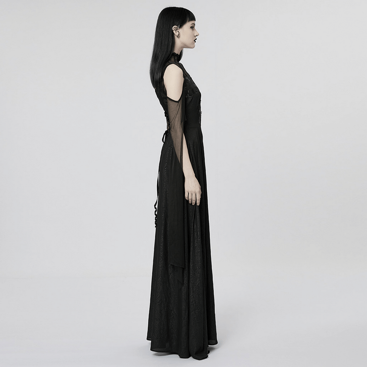 Elegant Black Lace Off the Shoulder Long Party Dress - image 15