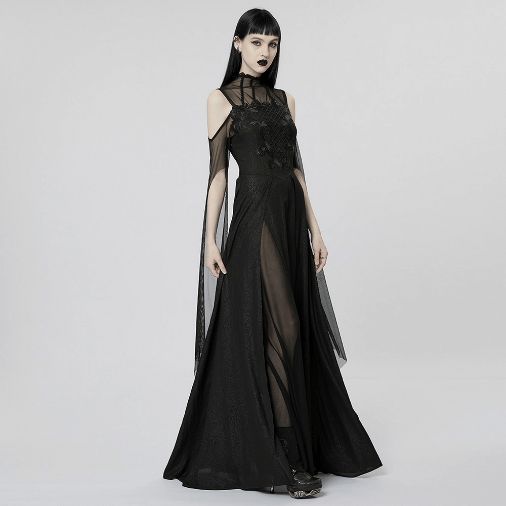 Elegant Black Lace Off the Shoulder Long Party Dress - image 13