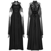 Elegant Black Lace Off the Shoulder Long Party Dress - image 3