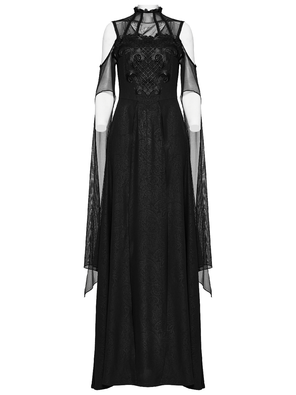 Elegant Black Lace Off the Shoulder Long Party Dress - image 4