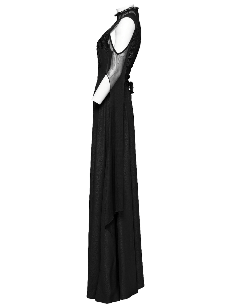 Elegant Black Lace Off the Shoulder Long Party Dress - image 5