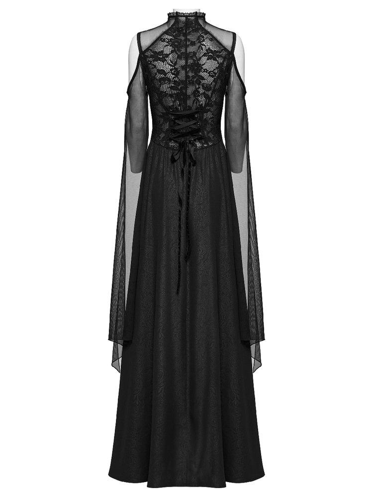 Elegant Black Lace Off the Shoulder Long Party Dress - image 6