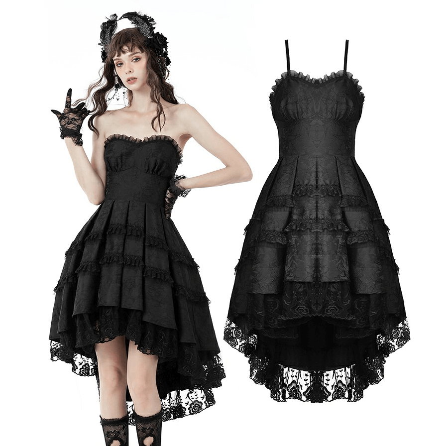 Elegant Black Lace Tiered Evening Dress - Perfect for Events - image 3