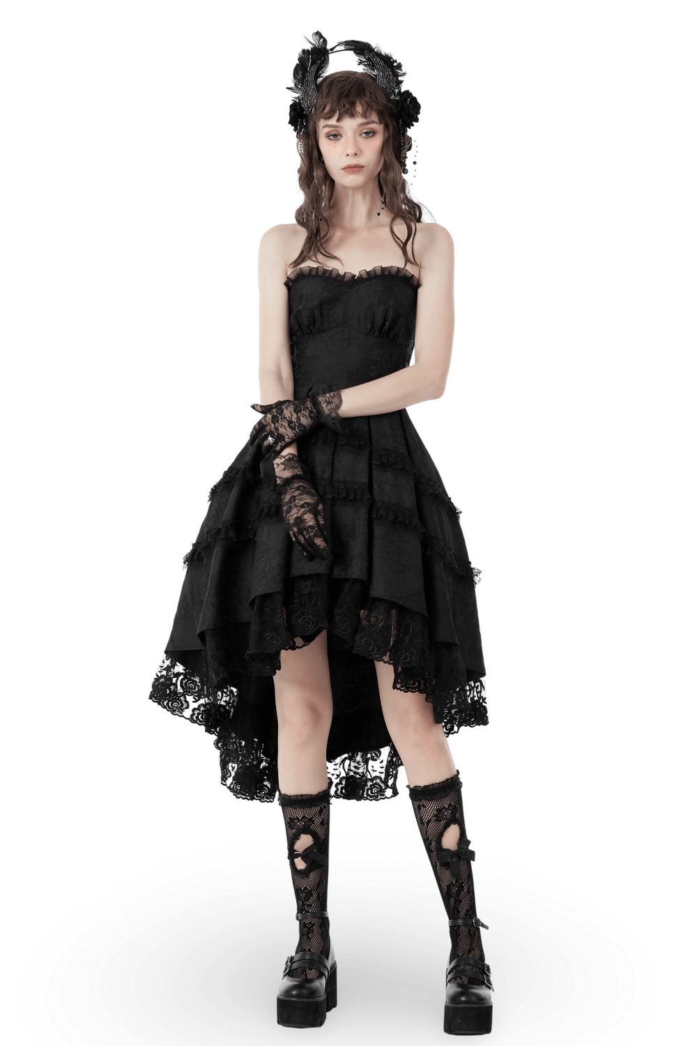 Elegant Black Lace Tiered Evening Dress - Perfect for Events - image 1
