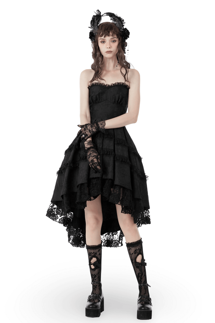 Elegant Black Lace Tiered Evening Dress - Perfect for Events - image 1