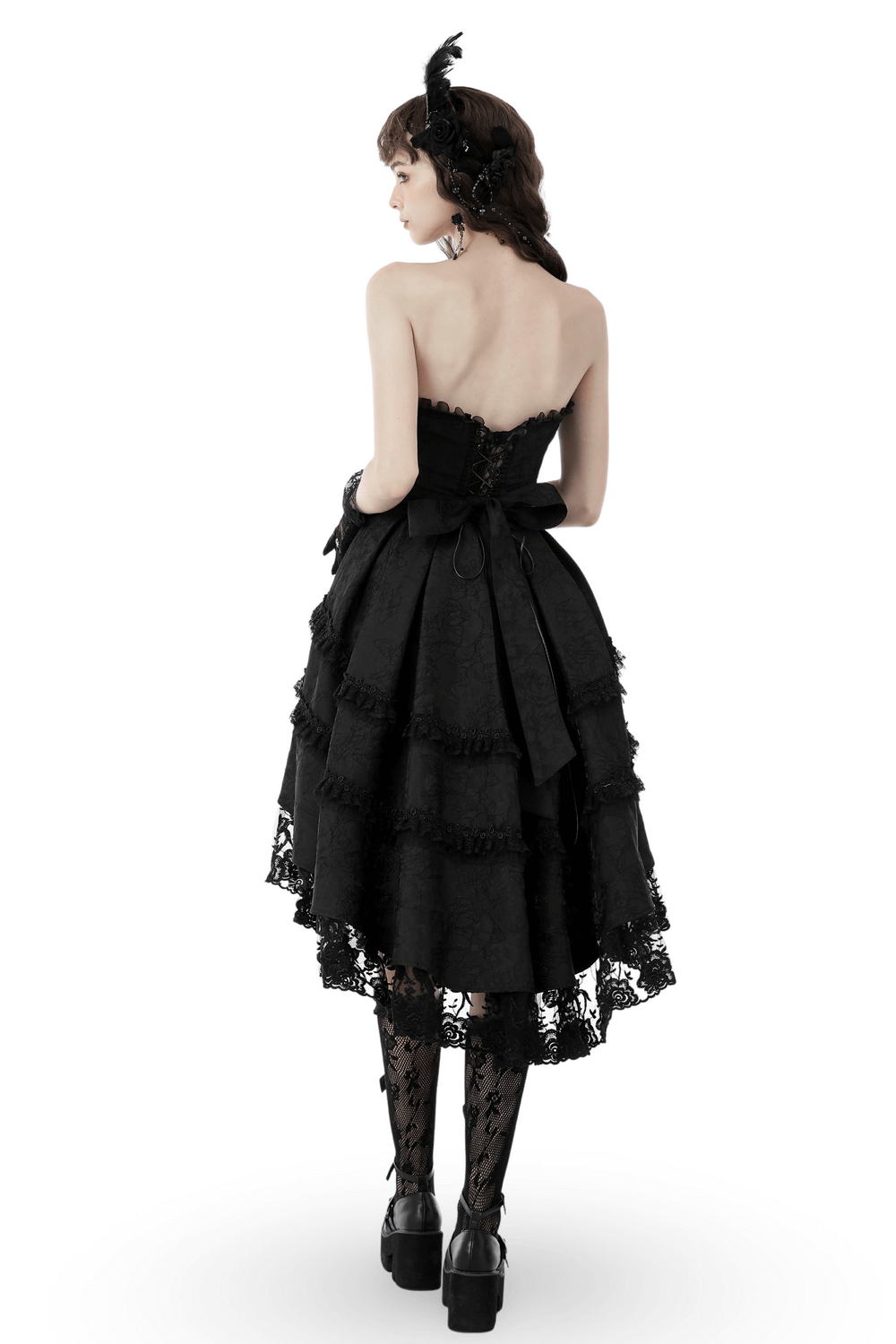 Elegant Black Lace Tiered Evening Dress - Perfect for Events - image 2