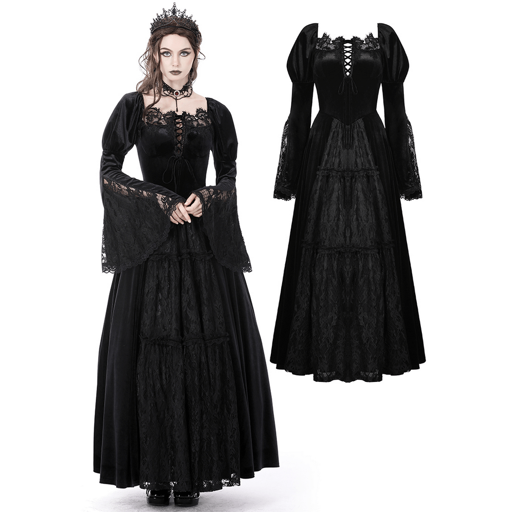 Elegant Black Lace Victorian Gown for Evening Events - image 3