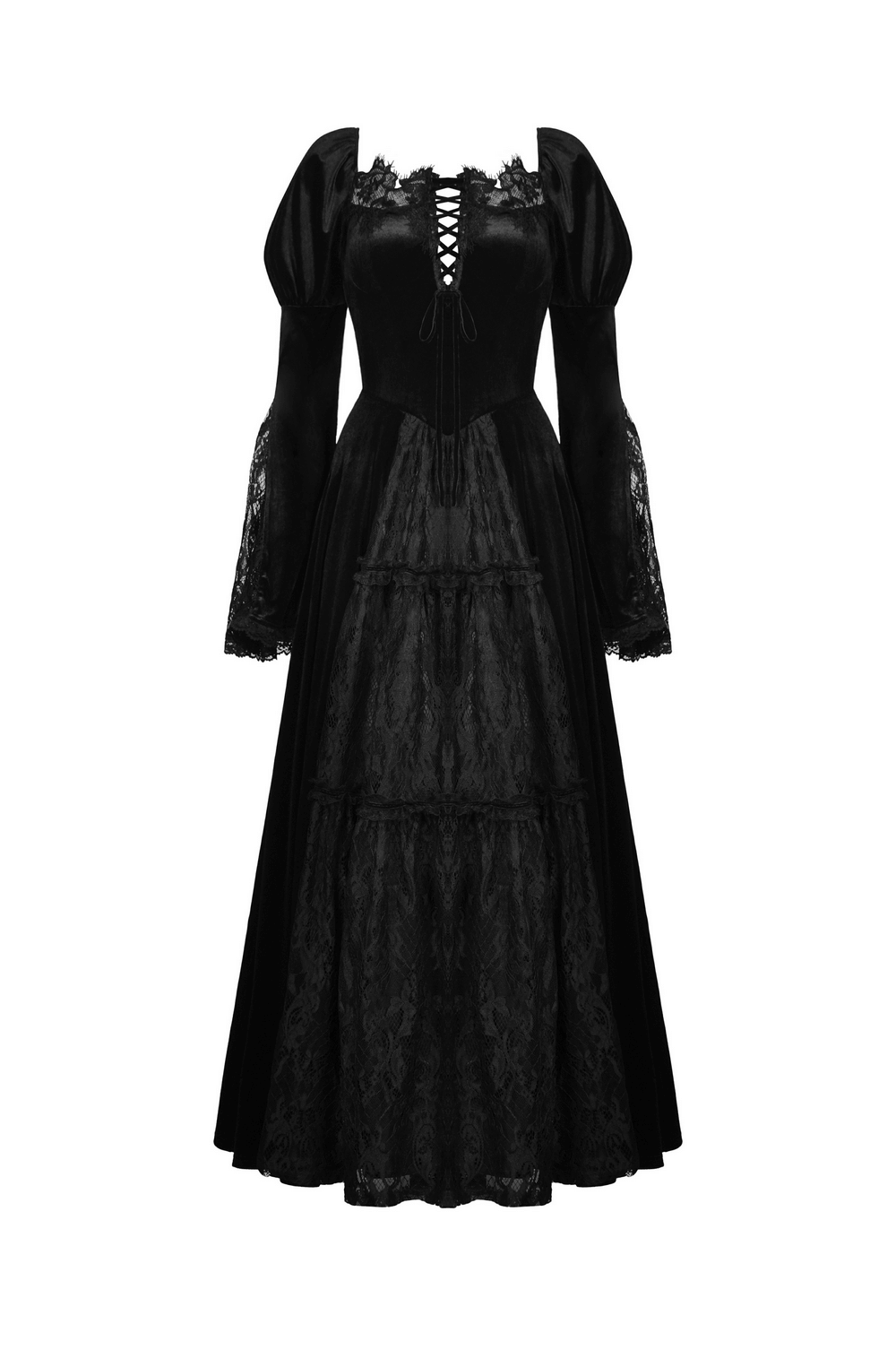 Elegant Black Lace Victorian Gown for Evening Events - image 4