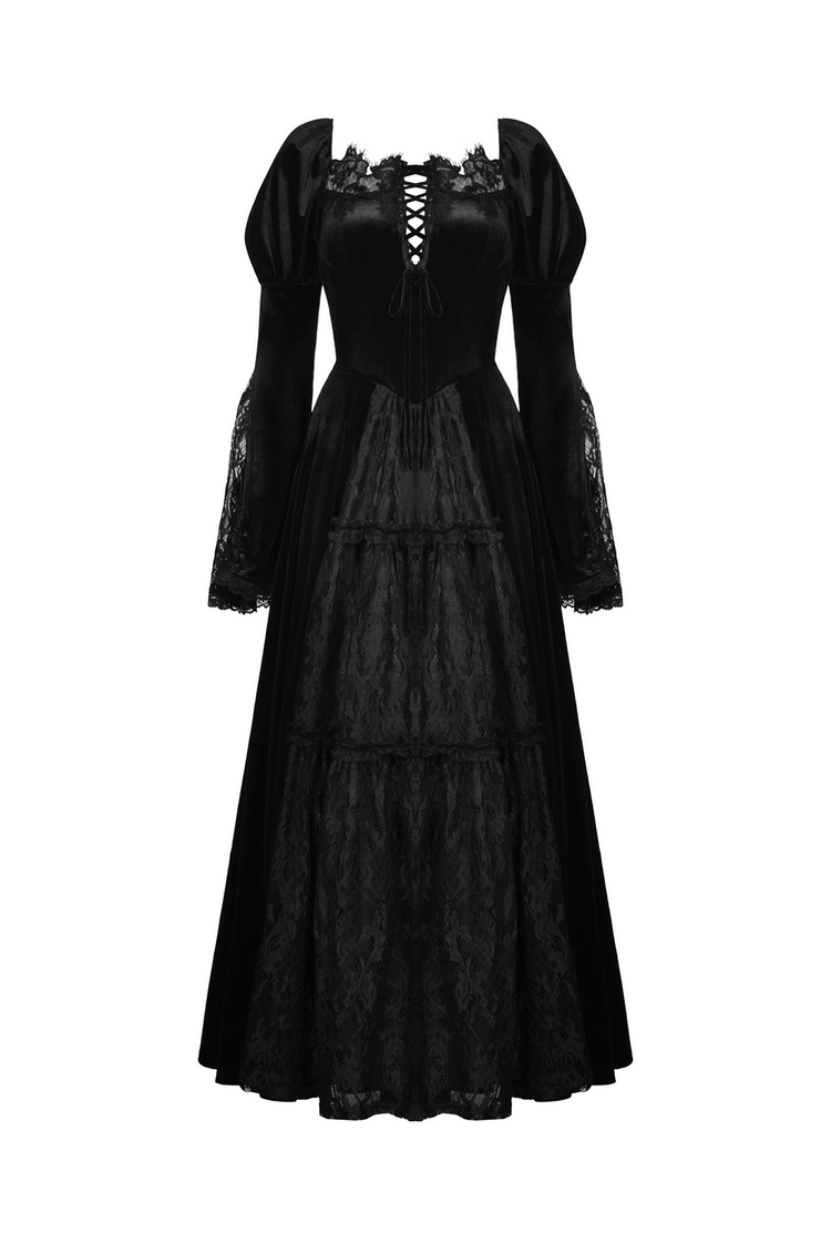 Elegant Black Lace Victorian Gown for Evening Events - image 4