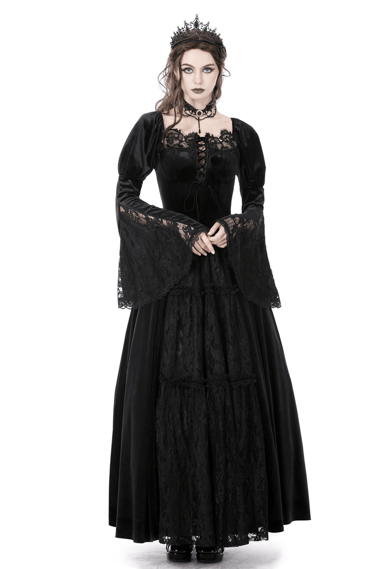 Elegant Black Lace Victorian Gown for Evening Events - image 1