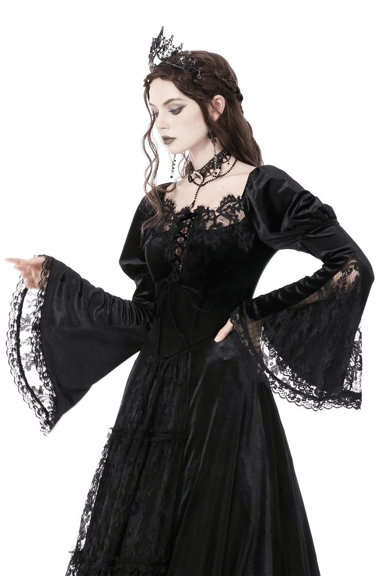 Elegant Black Lace Victorian Gown for Evening Events - image 13