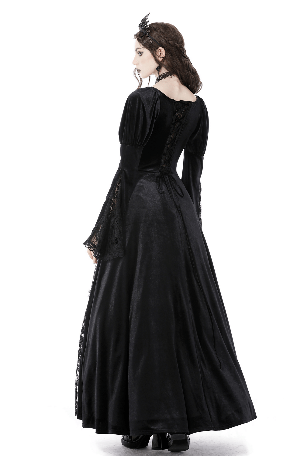 Elegant Black Lace Victorian Gown for Evening Events - image 2