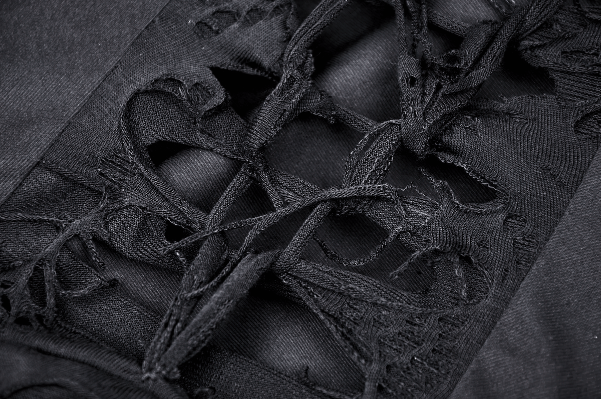 Elegant Black Torn Dress with Asymmetric Ruffled Hem - image 10