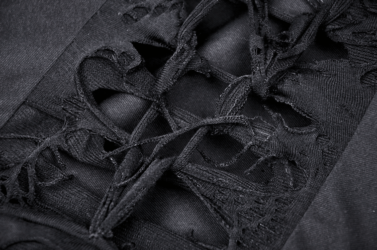 Elegant Black Torn Dress with Asymmetric Ruffled Hem - image 10