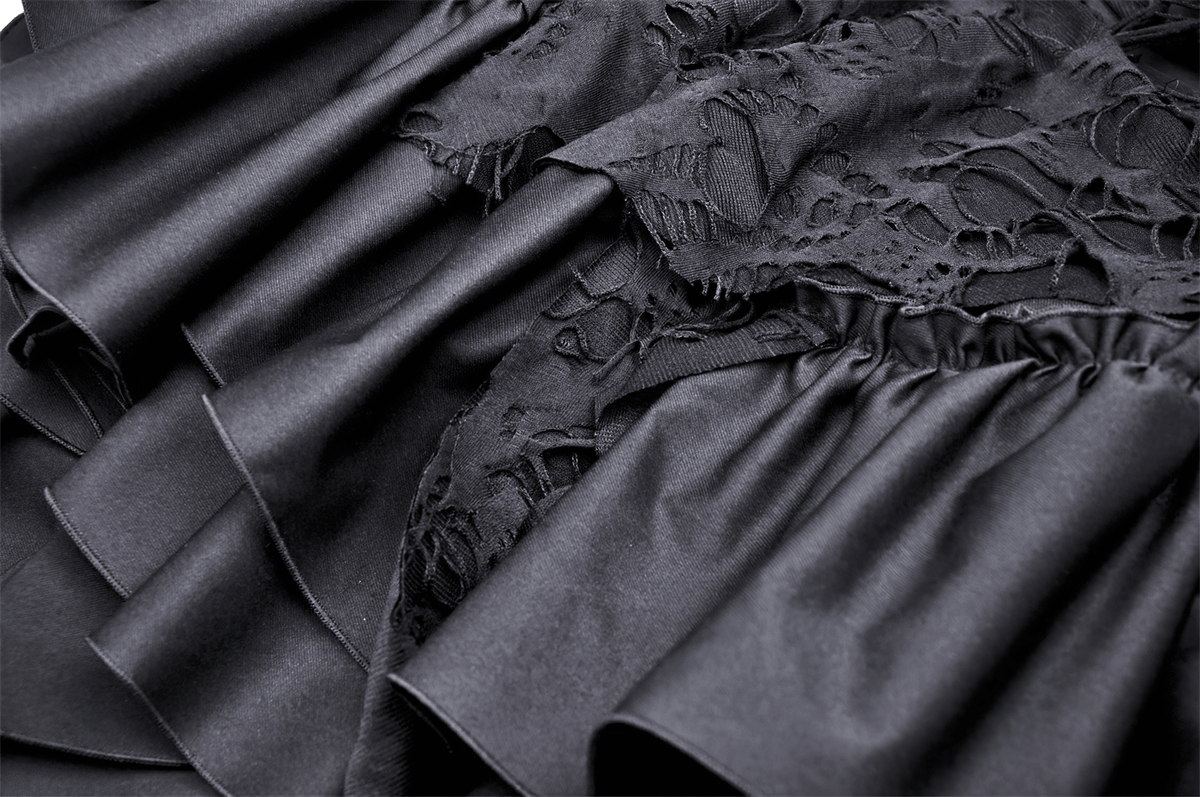 Elegant Black Torn Dress with Asymmetric Ruffled Hem - image 11