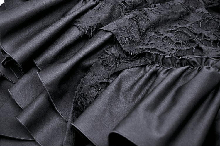 Elegant Black Torn Dress with Asymmetric Ruffled Hem - image 11