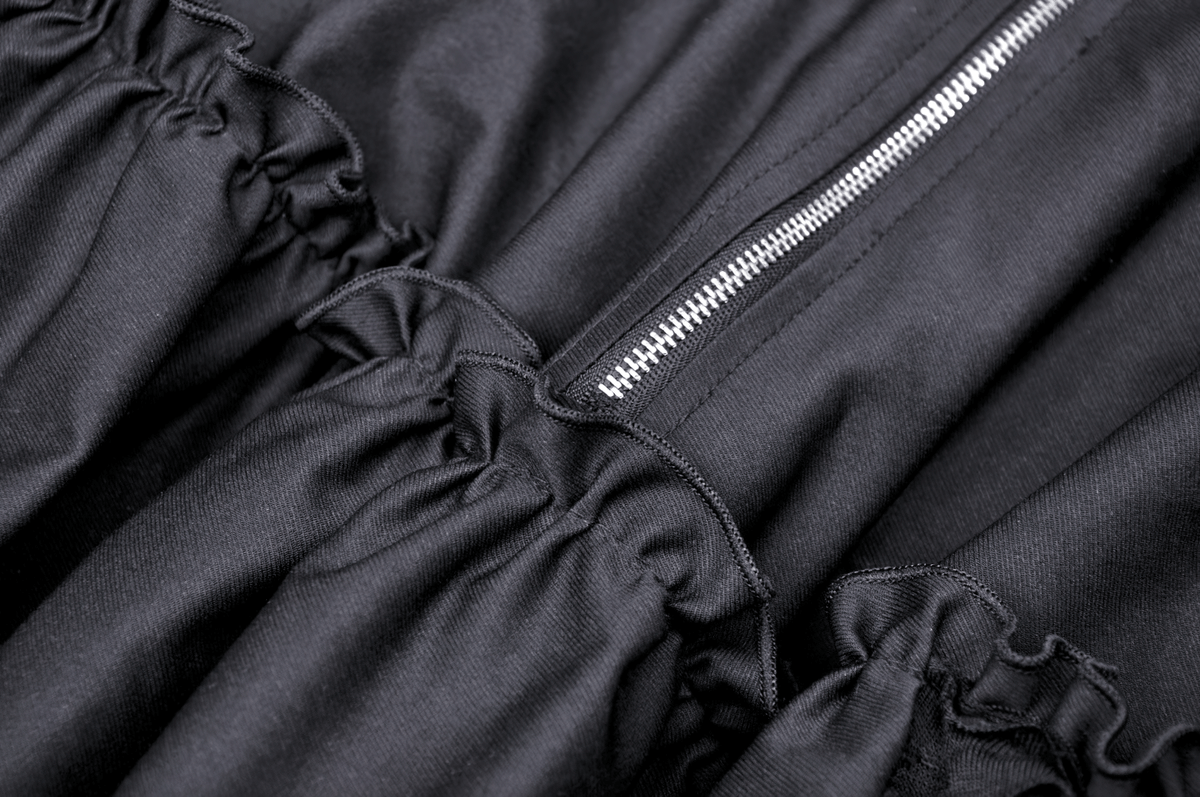 Elegant Black Torn Dress with Asymmetric Ruffled Hem - image 9