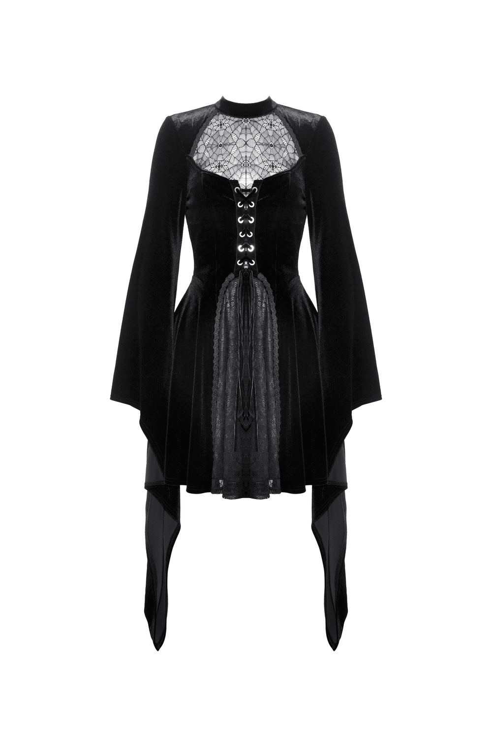Elegant Black Velvet Lace-Up Gothic Dress for Women - image 4
