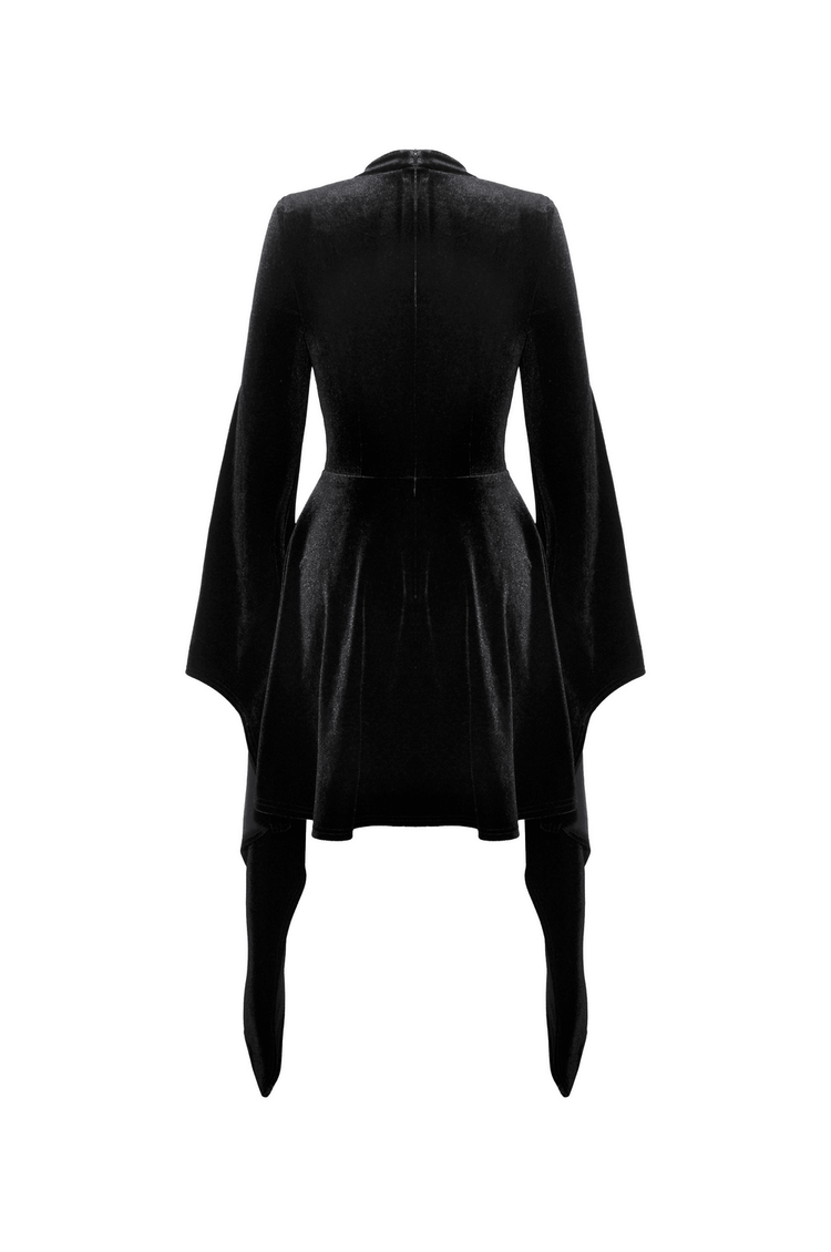 Elegant Black Velvet Lace-Up Gothic Dress for Women - image 5