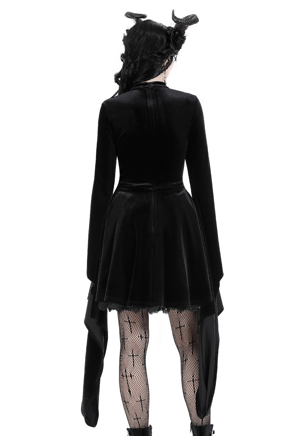 Elegant Black Velvet Lace-Up Gothic Dress for Women - image 2
