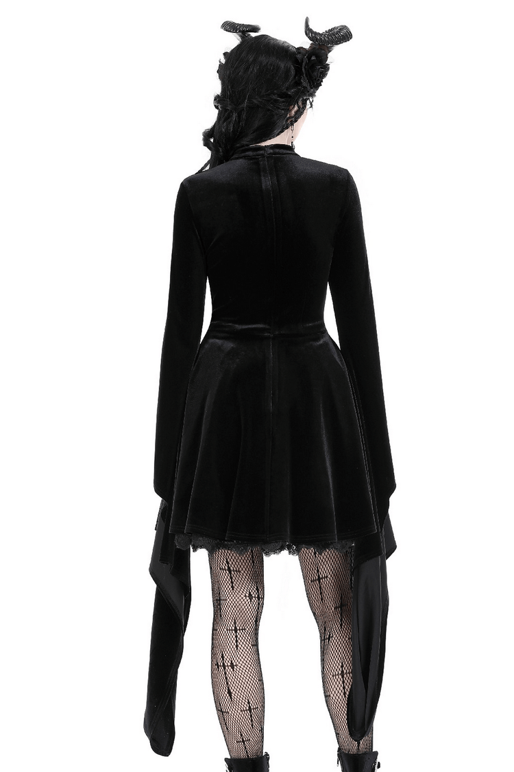 Elegant Black Velvet Lace-Up Gothic Dress for Women - image 2
