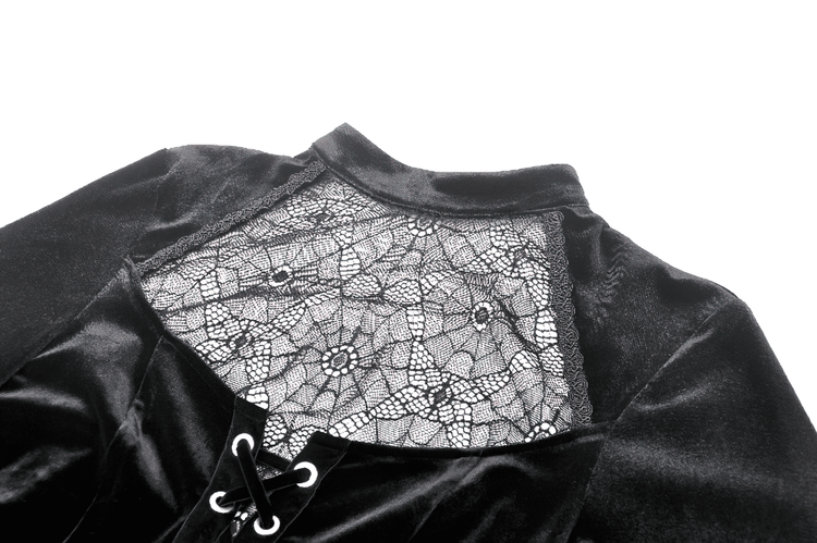 Elegant Black Velvet Lace-Up Gothic Dress for Women - image 6