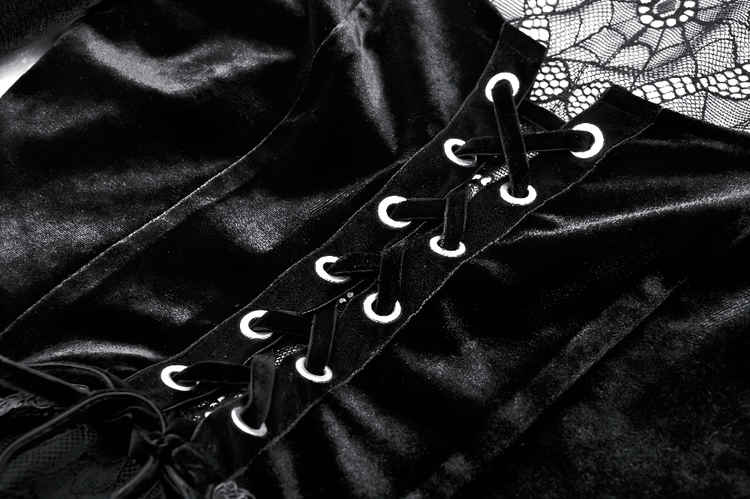 Elegant Black Velvet Lace-Up Gothic Dress for Women - image 7