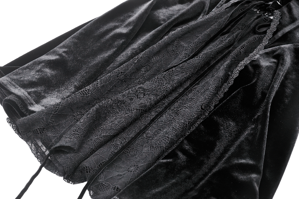 Elegant Black Velvet Lace-Up Gothic Dress for Women - image 10