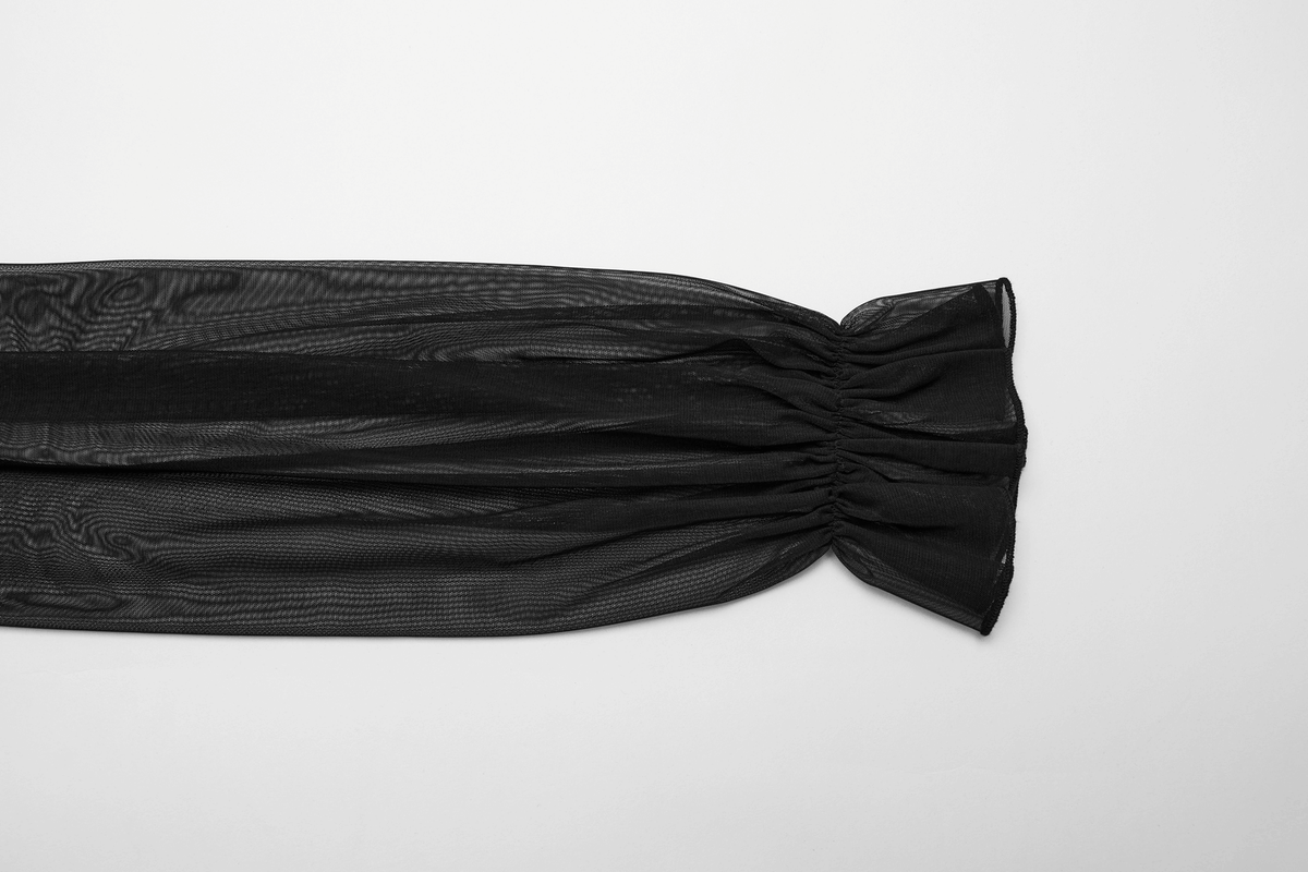 Elegant Black Velvet Mesh Dress with Gothic Charm - image 7
