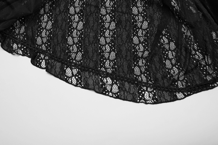 Elegant Black Velvet Mesh Dress with Gothic Charm - image 8
