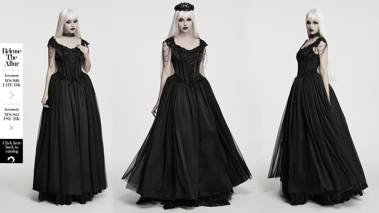 Elegant Black Victorian Gothic Lace Corset Maxi Dress - image 14