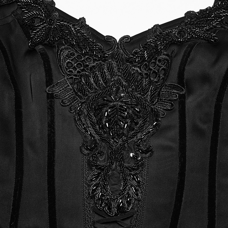 Elegant Black Victorian Gothic Lace Corset Maxi Dress - image 8