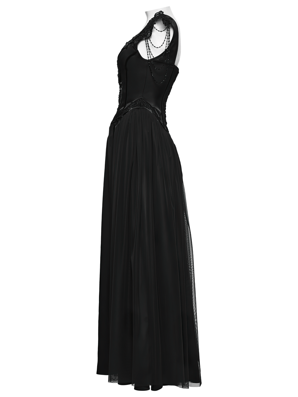 Elegant Black Victorian Gothic Lace Corset Maxi Dress - image 5