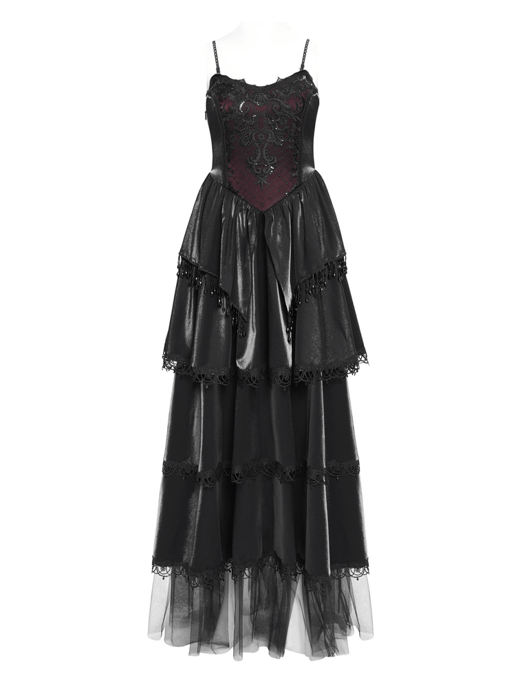 Elegant Corset Dress with Lace Layers and Beaded Trim - image 4