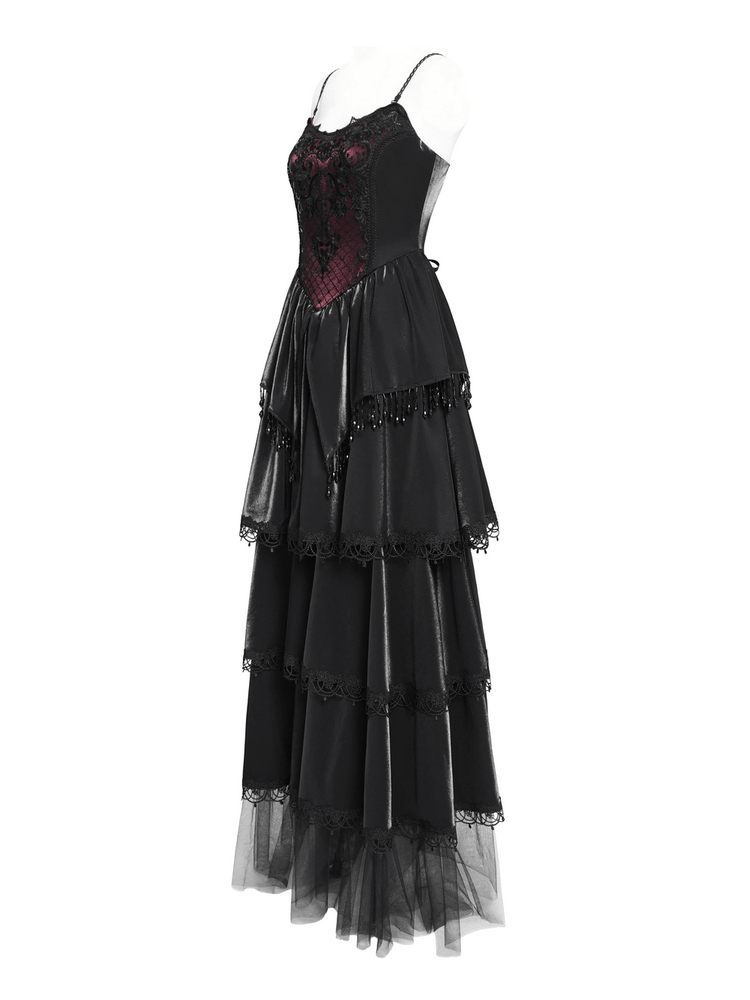 Elegant Corset Dress with Lace Layers and Beaded Trim - image 5