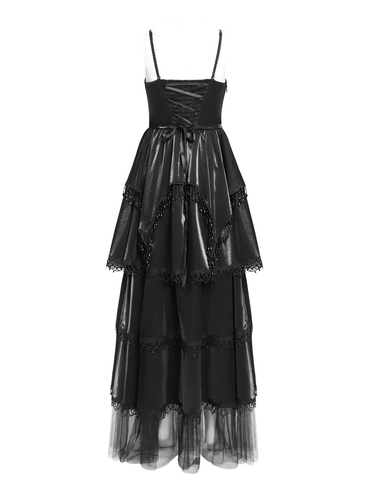 Elegant Corset Dress with Lace Layers and Beaded Trim - image 6