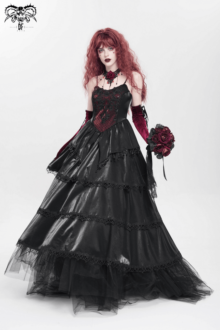 Elegant Corset Dress with Lace Layers and Beaded Trim - image 16