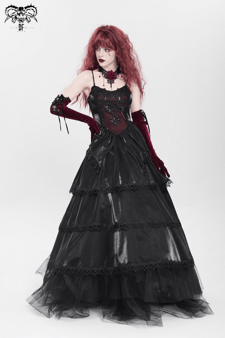 Elegant Corset Dress with Lace Layers and Beaded Trim - image 17