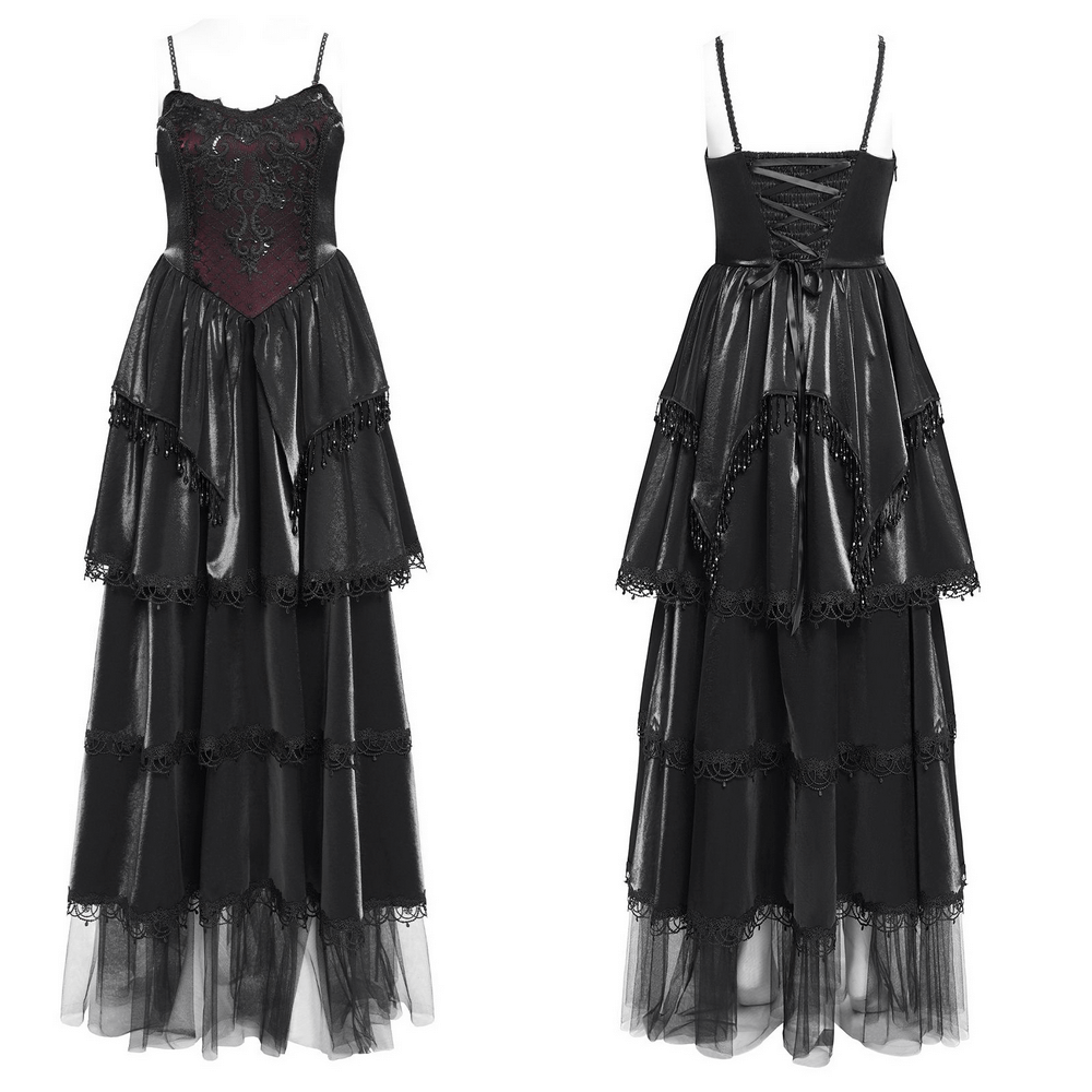 Elegant Corset Dress with Lace Layers and Beaded Trim - image 3