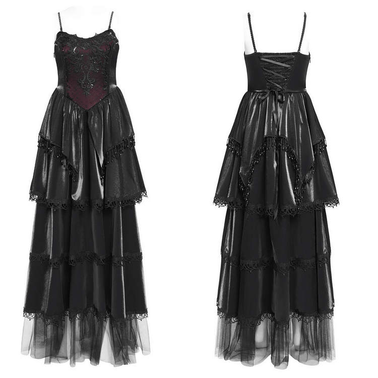 Elegant Corset Dress with Lace Layers and Beaded Trim - image 3