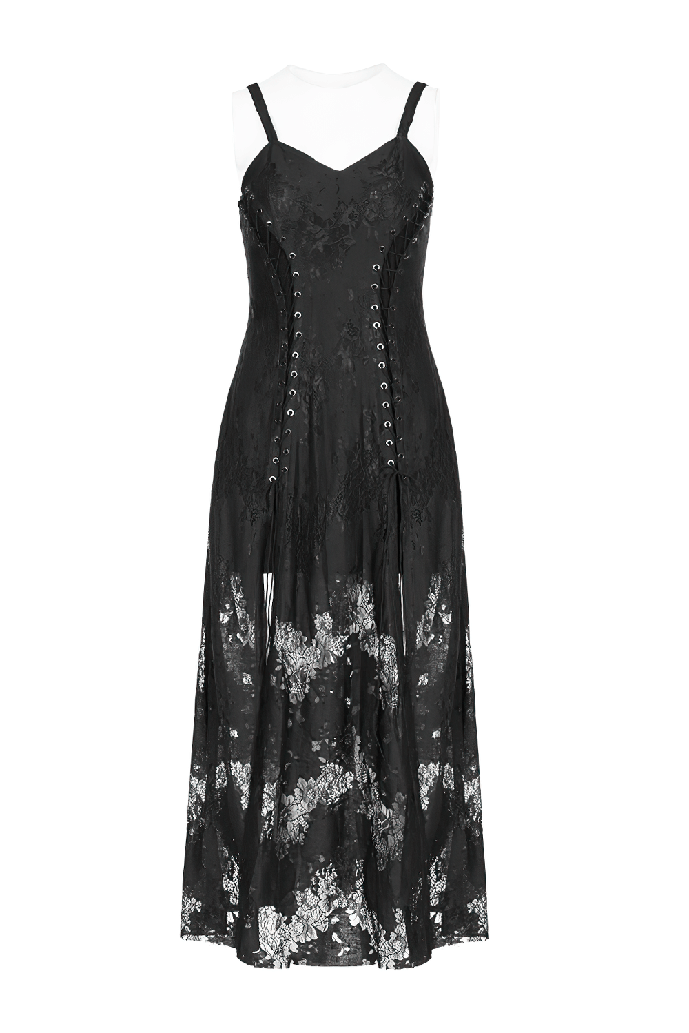 Elegant Dark Gothic Lace Strap Backless Dress - image 4