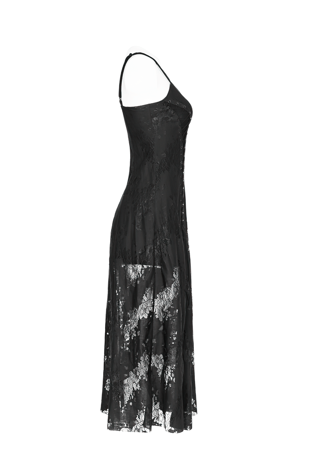 Elegant Dark Gothic Lace Strap Backless Dress - image 5