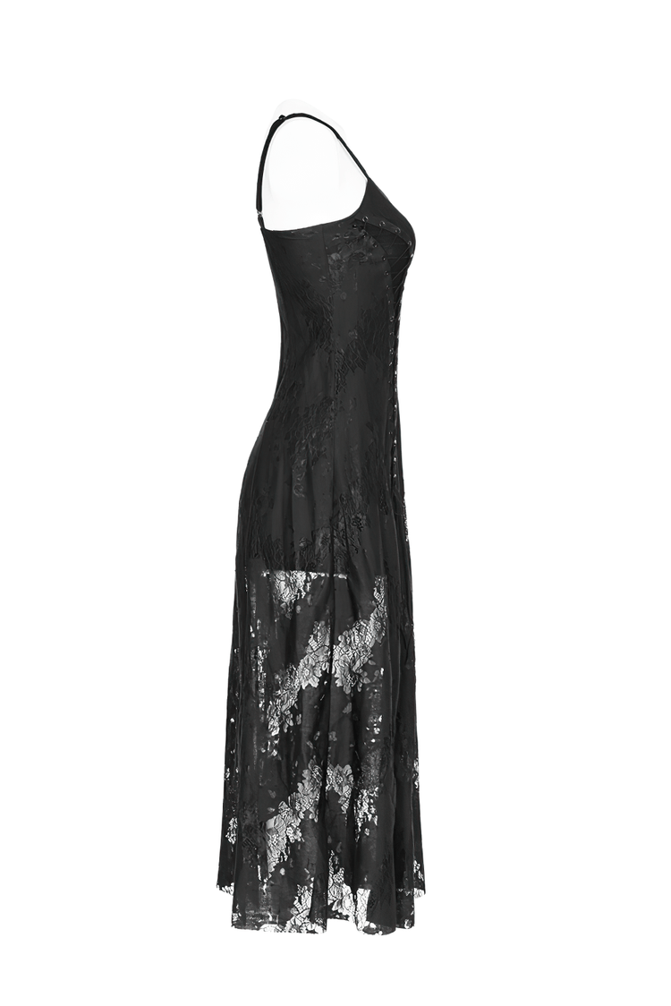 Elegant Dark Gothic Lace Strap Backless Dress - image 5