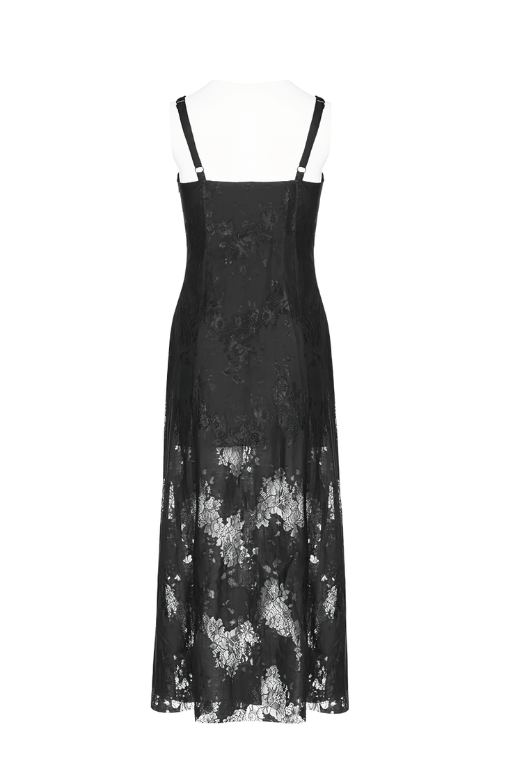 Elegant Dark Gothic Lace Strap Backless Dress - image 6