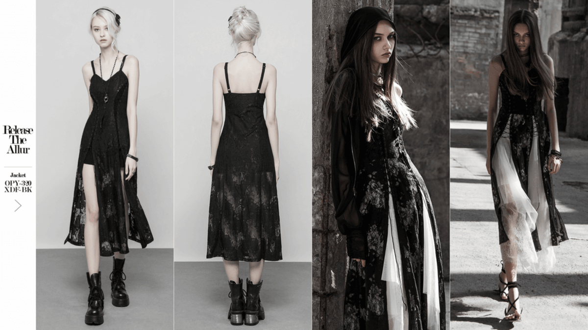 Elegant Dark Gothic Lace Strap Backless Dress - image 14